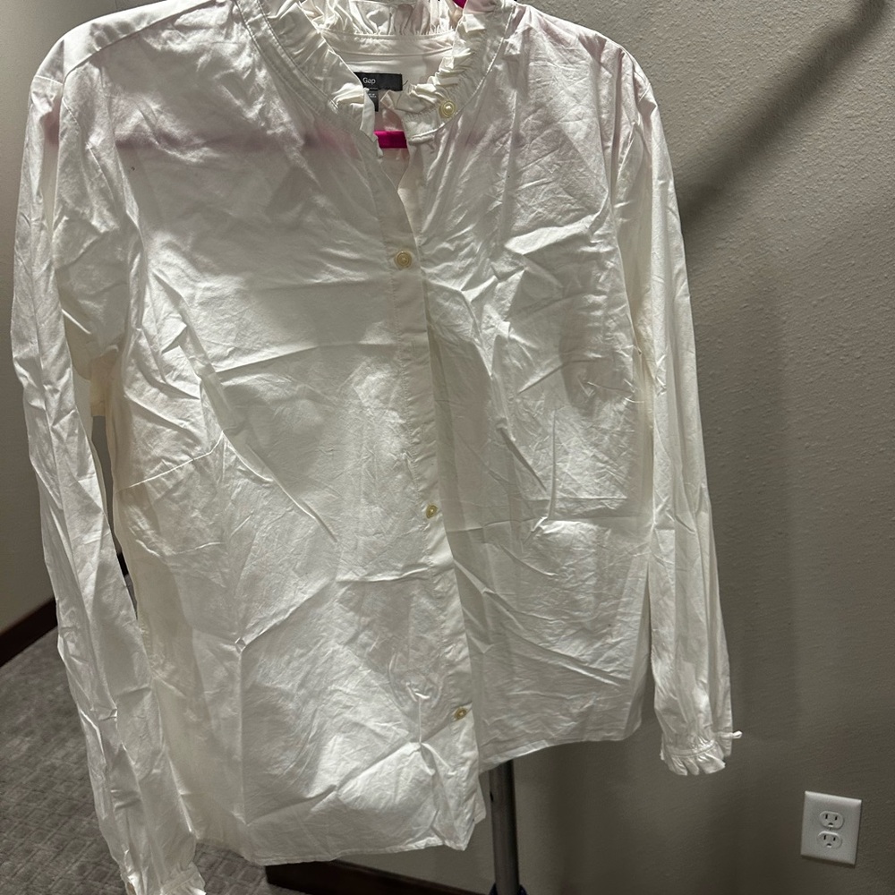 Gap White Ruffled Blouse